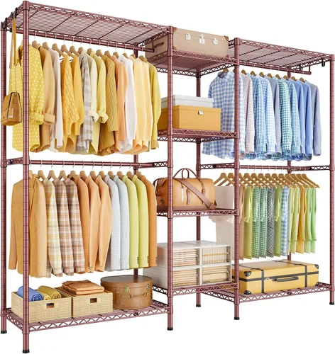 Vista 15 de Ulif E4 - Perchero resistente para ropa en forma de L, color negro Sistema de almacenamiento independiente de metal para organización de ropa