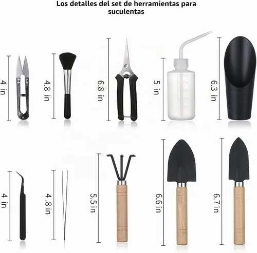 Vista 2 de 11 piezas de herramientas para suculentas, mini herramientas de jardín, herramienta de riego de suculentas como accesorios para plantas, kit