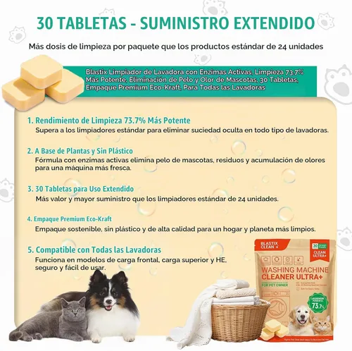 Vista 5 de BLASTIX Limpiador de lavadora Fórmula ultra 73.7% más fuerte para dueños