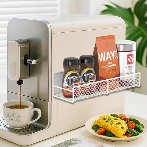 Vista 5 de Estante magnético para especias para refrigerador, paquete de 2 estantes magnéticos para refrigerador con 4 ganchos, estantes magnéticos negros