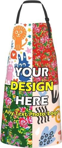 Vista 3 de Delantales impermeables personalizados para diseñar tu propia imagen, logotipo, texto, añadir fotos, delantal para cocinar hornear, 33 x 27.5