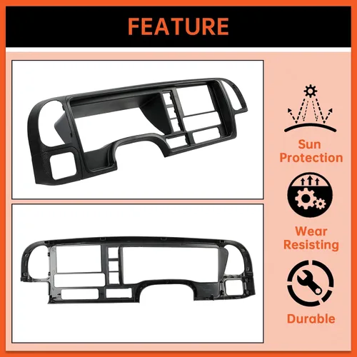 Vista 4 de ECOTRIC Panel de salpicadero doble din compatible con 1995-2002 GMC Sierra Chevy Silverado C/K camión SUV Suburban cubierta completa de consola