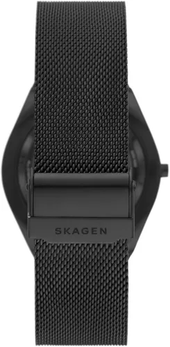 Vista 3 de Skagen Mens Grenen Three-Hand Date Watch with Steel Mesh or Leather Band