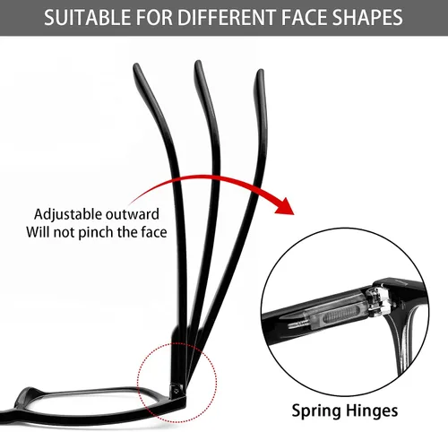 Vista 4 de Paquete de 5 lentes de lectura con bloqueo de luz azul, lectores de bisagra de resorte para mujeres y hombres, anteojos nerd con filtro anti rayos UV