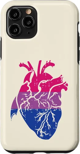 Vista 10 de Funda de regalo para enfermera LGBTQ para iPhone 14 con corazón anatómico y orgullo bisexual