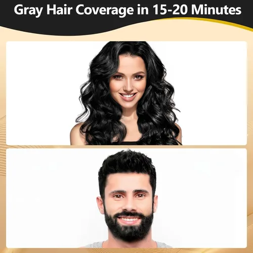 Vista 4 de Champú de tinte para cabello negro, para cabello gris, champú de color para mujeres y hombres, 3 en 1 (16.9 onzas líquidas)