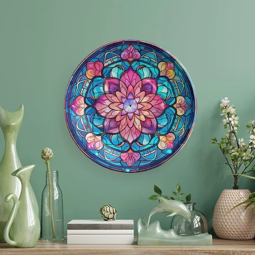Vista 5 de Platos decorativos con diseño de flores bohemias, platos de cerámica para decoración del hogar, platos de exhibición para sala de estar, cocina