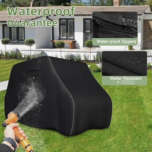 Vista 3 de Funda para carrito de golf de 2/4 pasajeros, impermeable, resistente 600D con tiras reflectantes, ajuste universal para EZGO, Yamaha, Club Car
