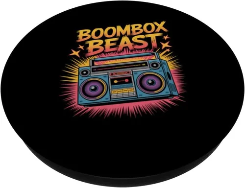 Vista 2 de Boombox Beast Retro 80s 90s Hip Hop Boom Box PopSockets Adhesive PopGrip