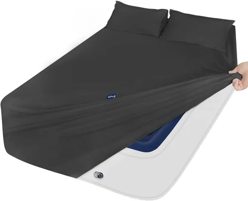 Vista 9 de Moonsea Juego de sábanas tamaño completo de bolsillo extra profundo para colchón de aire - Sábanas de bolsillo profundo juego de sábanas de cama Gris