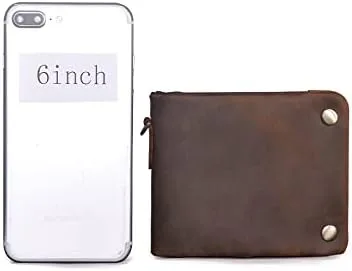 Vista 7 de Le'aokuu Cartera de piel auténtica para hombre 1003 con cadena a presión horizontal estándar (marrón)