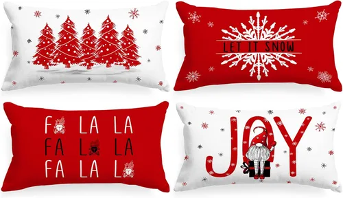 Vista 8 de Lanpn Juego de 4 fundas de almohada de Navidad de 16 x 16 pulgadas, fundas decorativas de almohada navideñas de invierno de 16 x 16 pulgadas