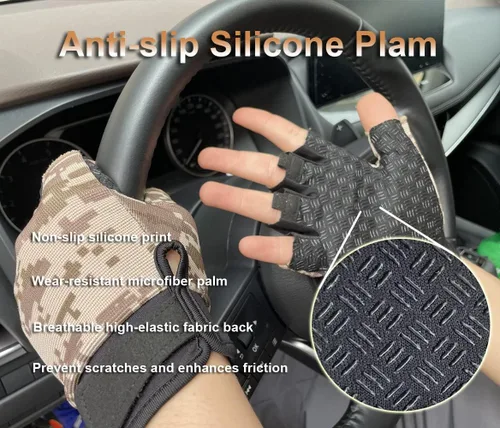 Vista 4 de Guantes sin dedos Guantes tácticos y de ciclismo para hombres y mujeres, ideales para Airsoft, pesca y entrenamiento