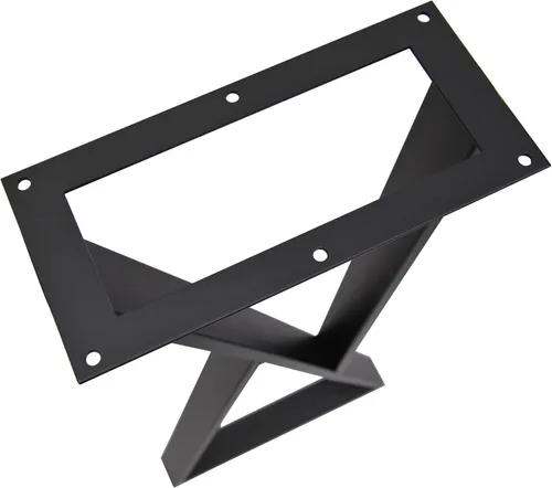 Vista 5 de Patas de mesa de metal resistentes de 16 pulgadas de alto, patas negras de hierro industrial, tubo cuadrado tipo Z, patas resistentes para muebles