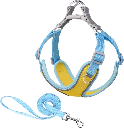 Vista 6 de MAKASI Juego de arnés para perro sin tirones con correa, arnés reflectante para mascotas con malla transpirable de fácil control clip frontal