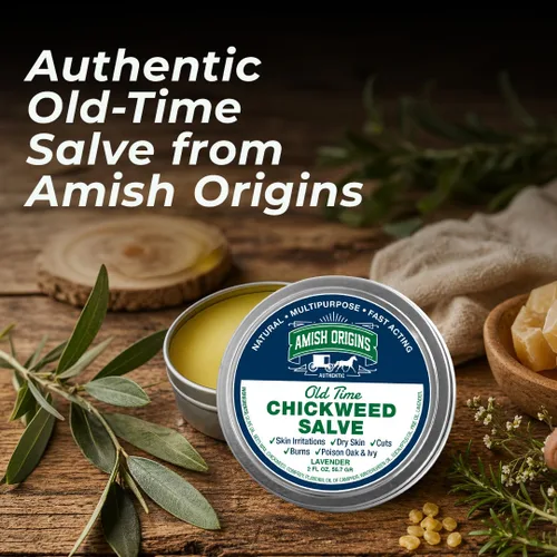 Vista 5 de Amish Origins Old Time Chickweed Salve 2 oz - El mejor bloqueador de hiedra venenosa/roble venenoso, bálsamo curativo para trastornos de la piel