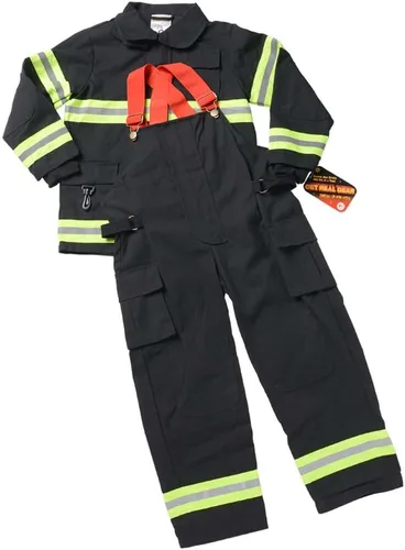Vista 6 de Aeromax Traje de bombero/Bunker personalizado Jr., NEGRO o TAN