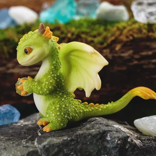 Vista 4 de Top Collection Rex The Green Dragon - Mini figura coleccionable de fantasía (orbe de cristal)