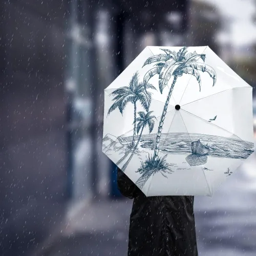 Vista 3 de DHDM Umbrella Automatic Beach Umbrella Outdoor Adults Printed Rain Umbrella for Men Kids Parasol