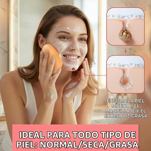 Vista 2 de IMPRESA Esponjas Exfoliantes para Limpieza Facial - Estilo Puff Regular - Esponjas Exfoliantes Reutilizables de Espuma Natural de Grado Médico