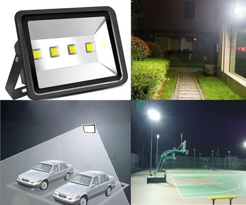 Vista 4 de Jiuding Proyector LED para exteriores, 200 W, súper brillante, 6000 K, impermeable, luz de seguridad, luz blanca equivalente a 1000 W, lámpara