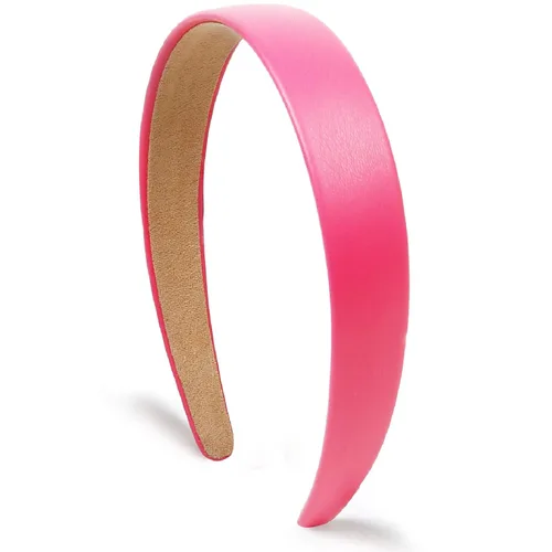 Vista 19 de Huachi Diademas negras para mujer, diadema negra de piel sintética para mujeres y niñas, banda de plástico duro para cabeza de colores sólidos
