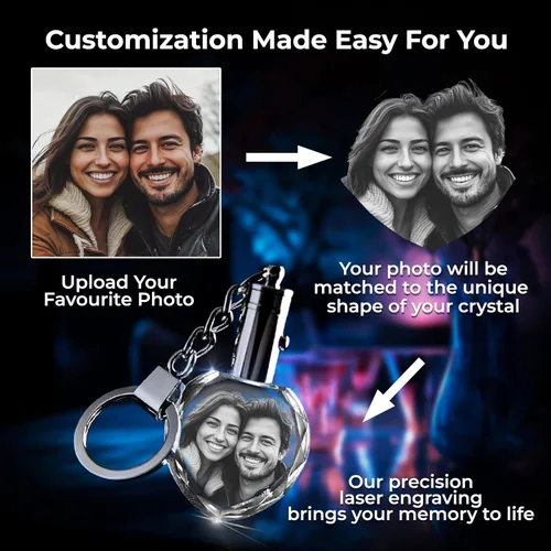 Vista 5 de 3D innovation Llavero de cristal personalizado con luz LED, llavero grabado con láser 2D personalizado, grandes regalos personalizados