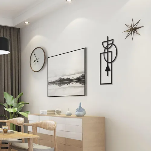 Vista 6 de Zzbakress Arte de pared, 2 piezas de decoración abstracta moderna geométrica de madera, 17.8 x 9.3 pulgadas, sala de estar, estilo 1