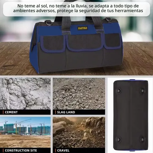 Vista 6 de FASTECH Bolsa de herramientas resistente de 20 pulgadas con boca ancha para almacenamiento de herramientas, transportador y organizador, bolsa