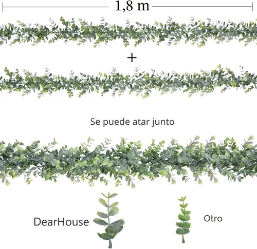 Vista 3 de DearHouse Paquete de 6 guirnaldas de eucalipto sintético, enredaderas artificiales colgantes de hojas de eucalipto para decoración de pared de telón