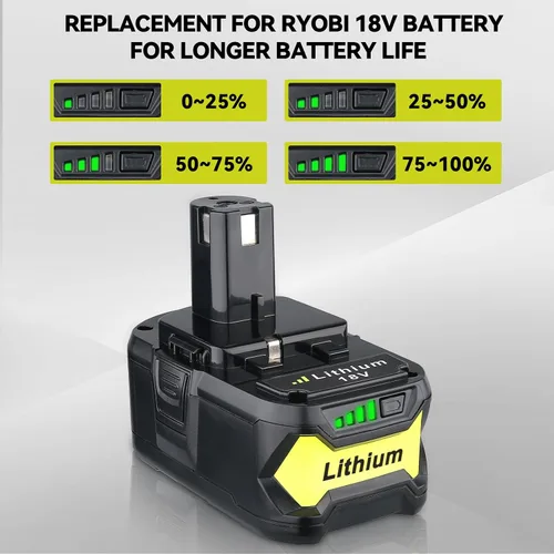 Vista 4 de 2 paquetes actualizados 7.0Ah P108 18V repuesto para batería Ryobi 18V P102 P103 P104 P105 P107 P109 P122 PBP005 PBP004 PBP003 Herramientas