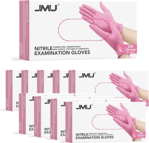 Vista 11 de JMU Guantes de Nitrilo Rosa, No Estériles, Guantes de Examen Desechables Sin Látex para Médico Esteticista, XS/S/M/L/XL, 200-4000