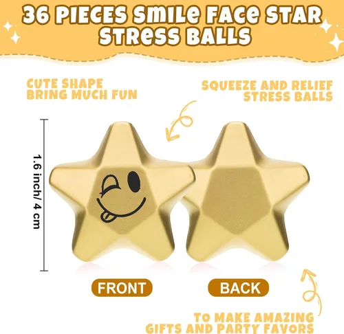 Vista 2 de DEEKIN 72 Piezas Pelotas Antiestrés en Forma de Estrella de 1.6 Pulgadas, Mini Pelotas de Espuma Juguetes Antiestrés para Adolescentes, Adultos