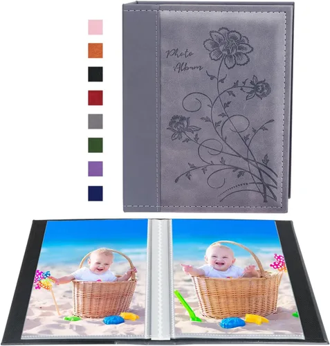 Vista 17 de Artmag Álbum de fotos de 5 x 7 pulgadas, con bolsillos transparentes para páginas transparentes, cubierta de piel, libro deslizante para álbum
