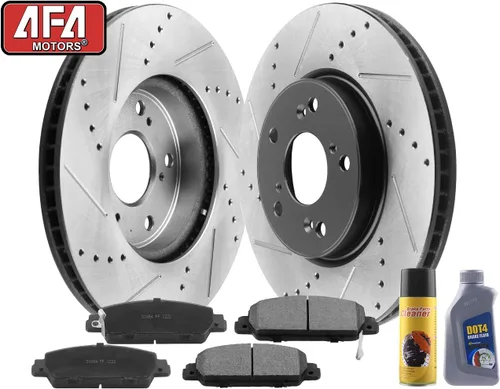 Vista 2 de Kit de pastillas de freno delantero de 11.496 in y rotores de repuesto para Honda Accord 2L 2.4L 3.5L 2013-2018 Rotor de freno de disco perforado