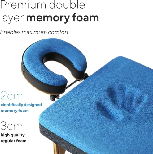 Vista 2 de Mesa de masaje de espuma viscoelástica prémium de 3 secciones con estuche de viaje rodante, fácil de instalar (negro (A))