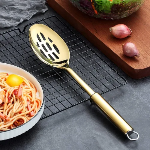 Vista 2 de Berglander Cuchara ranurada - Cuchara de cocina ranurada de acero inoxidable con chapado en titanio