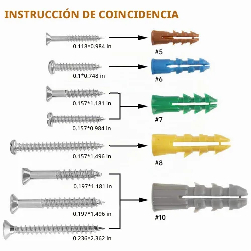 Vista 2 de Kit surtido de 370 anclajes y tornillos para paneles de yeso, 5 tamaños de anclajes de pared y tornillos de cabeza plana, juego para colgar cuadros