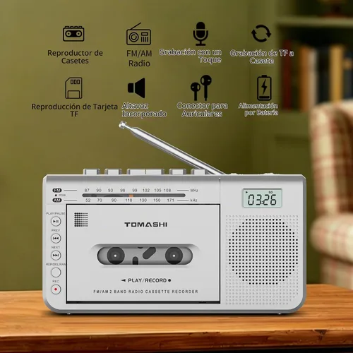 Vista 2 de TOMASHI Reproductor de cinta de casete,Grabadora de cinta,Convertidor