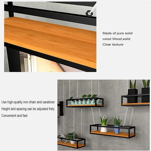 Vista 4 de Shelves Whftd Ceiling Hanging Shelf 60/80/100/120/140cm Kitchen Storage Rack Industrial Floating Shelving Plant Shelf Flower Pot Stand, for Kitchen