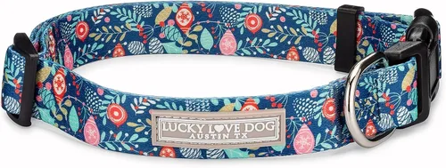 Vista 13 de Lucky Love Dog - Collar para perras pequeñas, diseño Blackbird de estampado alegre con flores de primavera y verano, talla XS Collar Blackbird