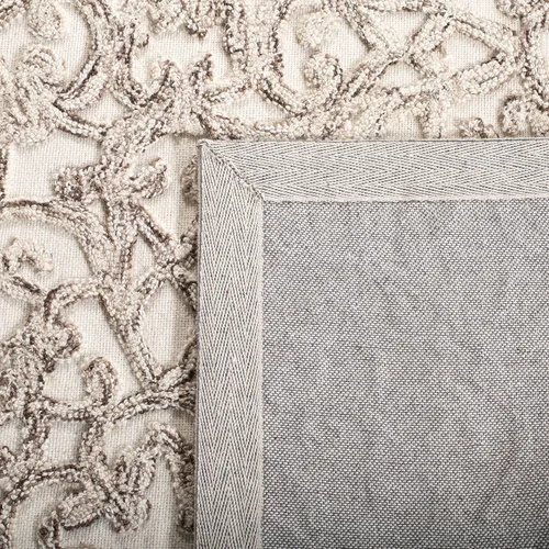 Vista 3 de SAFAVIEH Trace Collection - Alfombra decorativa de 2 x 3 pies, marrón y marfil, lana hecha a mano, ideal para zonas de alto tráfico en entrada, sala