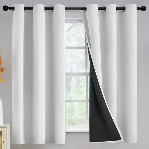 Vista 173 de Yakamok Cortinas negras, cortinas de ventana con aislamiento térmico y eficiencia energética para dormitorio, cortinas opacas completas y cortinas