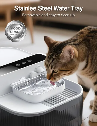 Vista 5 de Fuente de agua inalámbrica para gatos sin filtros, batería de 180 días y control de flujo de precisión, dispensador de agua inteligente