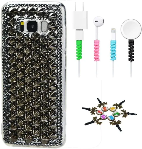 Vista 24 de Sparkle Funda compatible con Samsung Galaxy J2 Prime – Elegante funda 3D hecha a mano con diseño floral de búho nocturno con protector de cable
