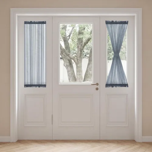 Vista 13 de H. Versailtex Lino Natural y Poly semi-láminas Premium suaves y ricos materiales paneles de cortina con abrazadera ajustable para patio Gris