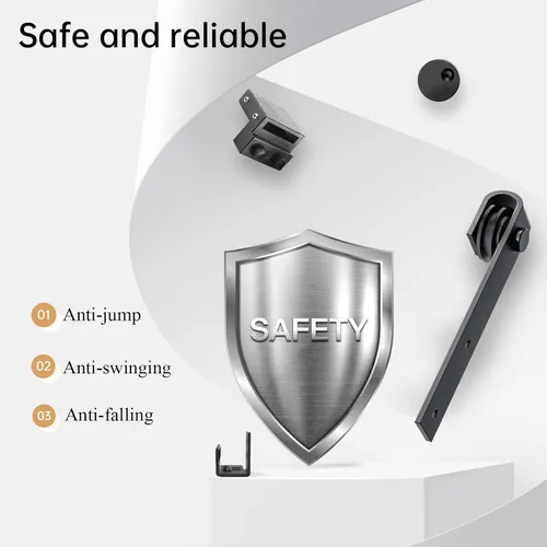 Vista 4 de EaseLife - Kit de riel para puerta corrediza de granero mini con montaje superior de 2.5 pies, fácil de instalar, se desliza suavemente