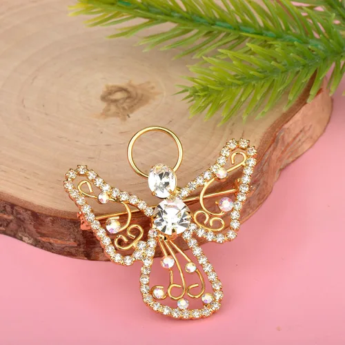 Vista 4 de Lauren-Spencer Broches y alfileres de ángel de la guarda para mujeres y niñas, diseño vintage de cristal con diamantes de imitación de ángel
