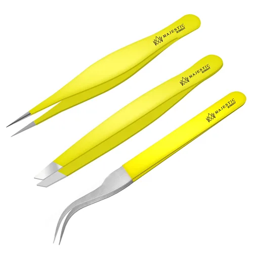 Vista 12 de Majestic Bombay Pinzas de punta fina para mujeres y hombres – Eliminar astillas, garrapatas, vello facial, cejas y vello encarnado – Pinzas