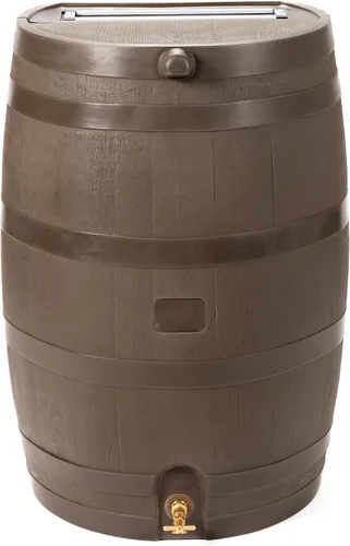 Vista 9 de RTS Home Accents Barril de lluvia de 50 galones con kit de enlace, barril de recolección de agua de lluvia de respaldo plano, kit de eslabones